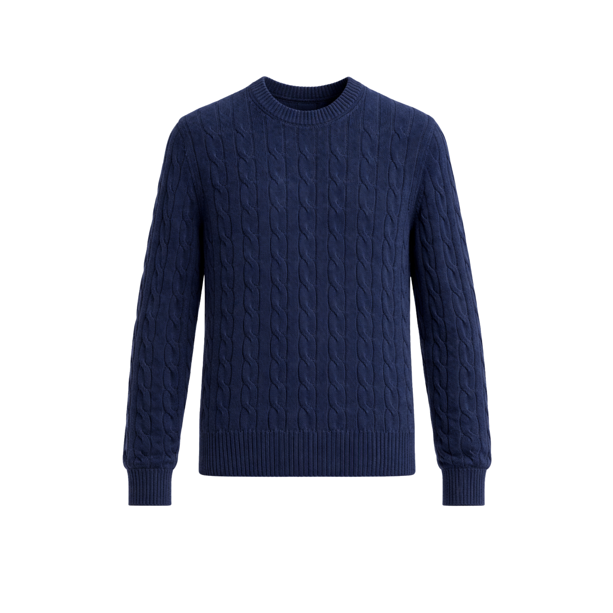 MAGLIONE GIROCOLLO A TRECCE NAVY