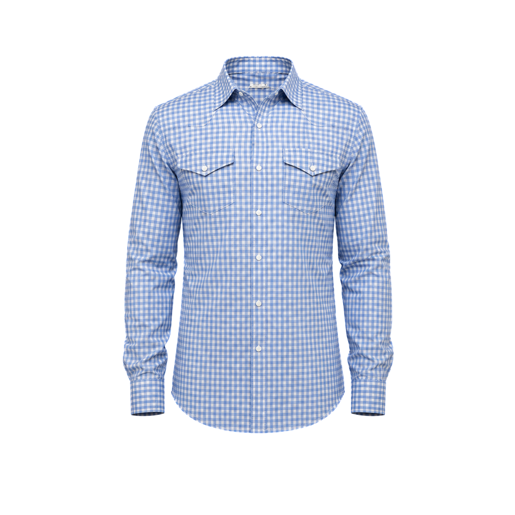 CAMICIA COWBOY A QUADRETTI AZZURRO