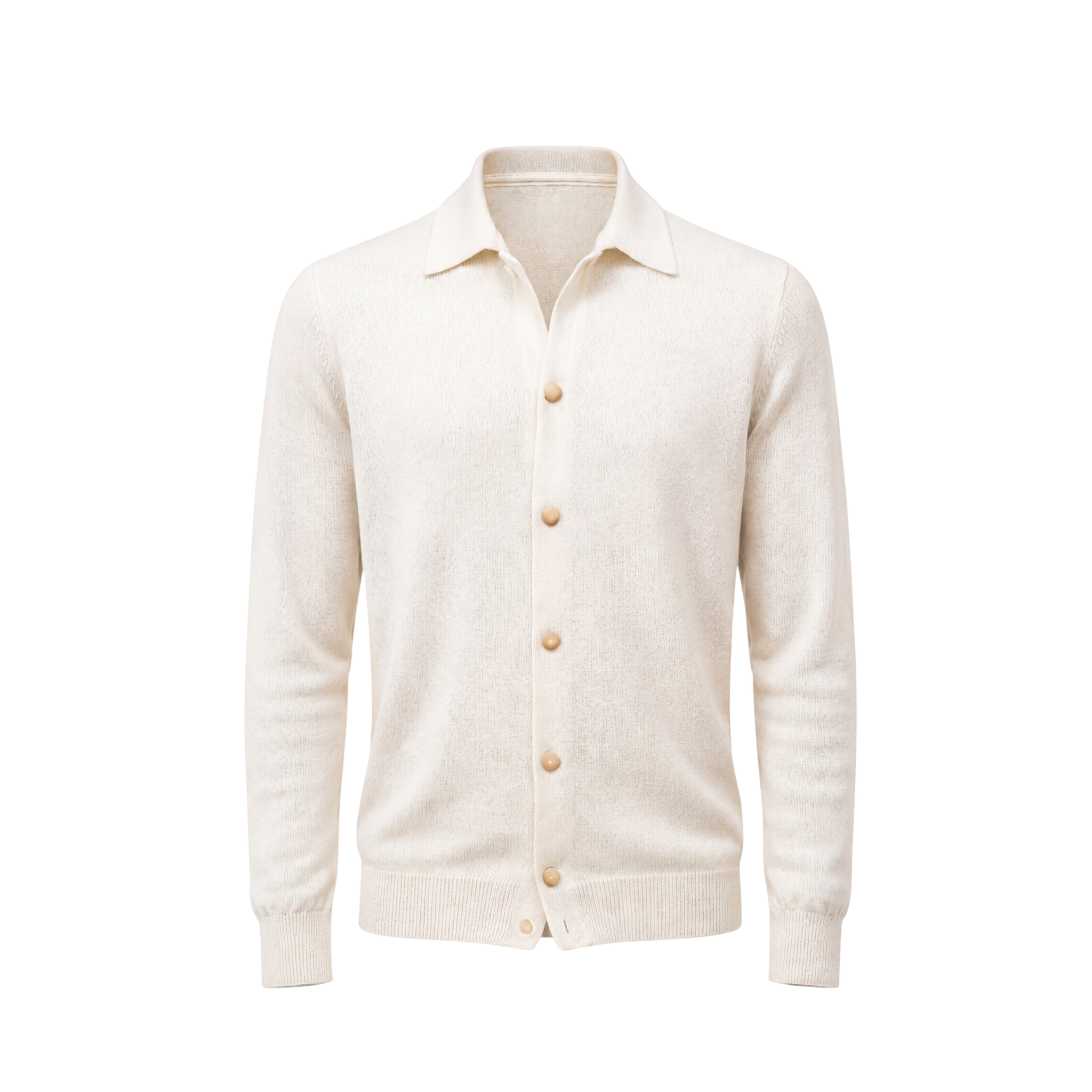 CARDIGAN CON COLLO A CAMICIA PANNA