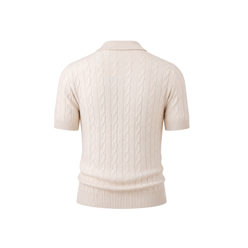 POLO MANICHE CORTE A TRECCE PANNA