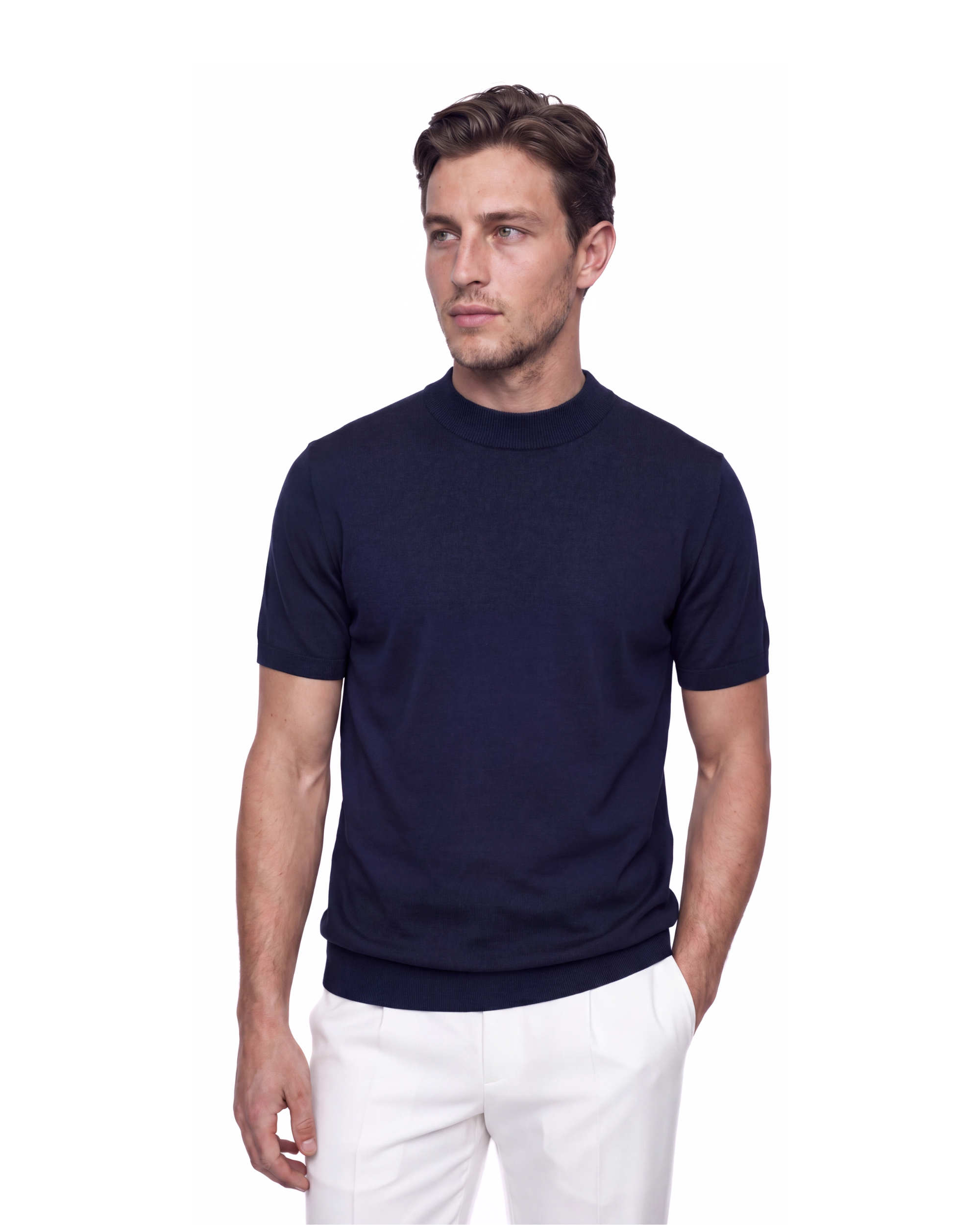 T-SHIRT IN MAGLIA BLU