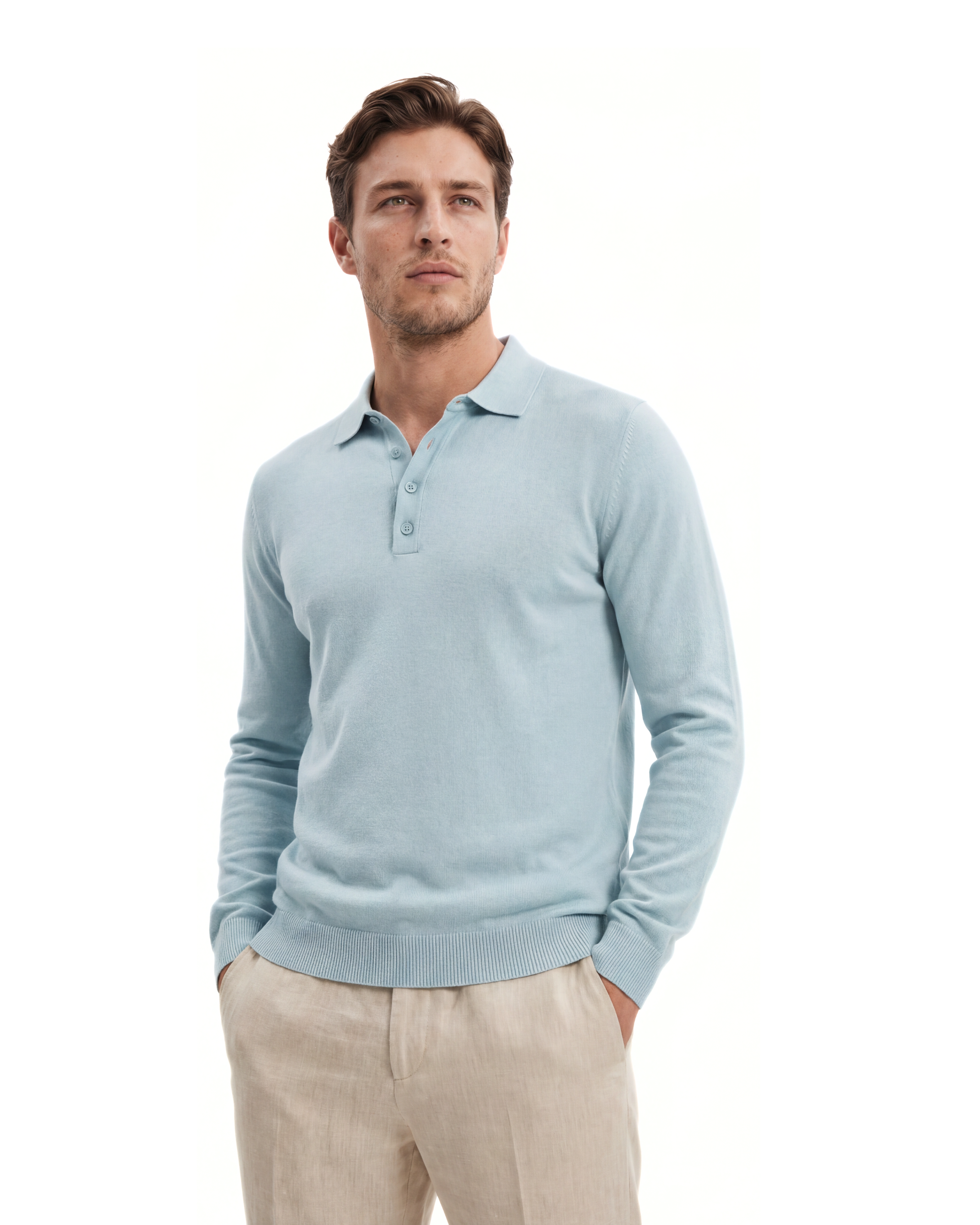 POLO A MANICHE LUNGHE (Azzurro)