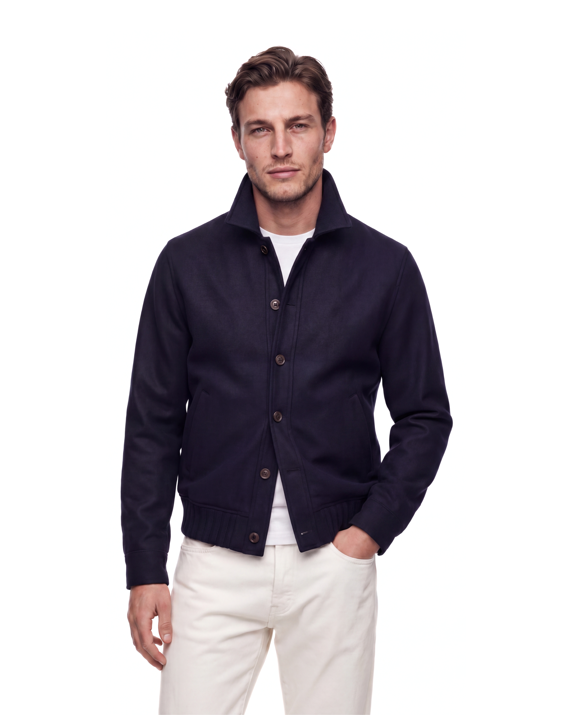BOMBER IN CASHMERE BLU