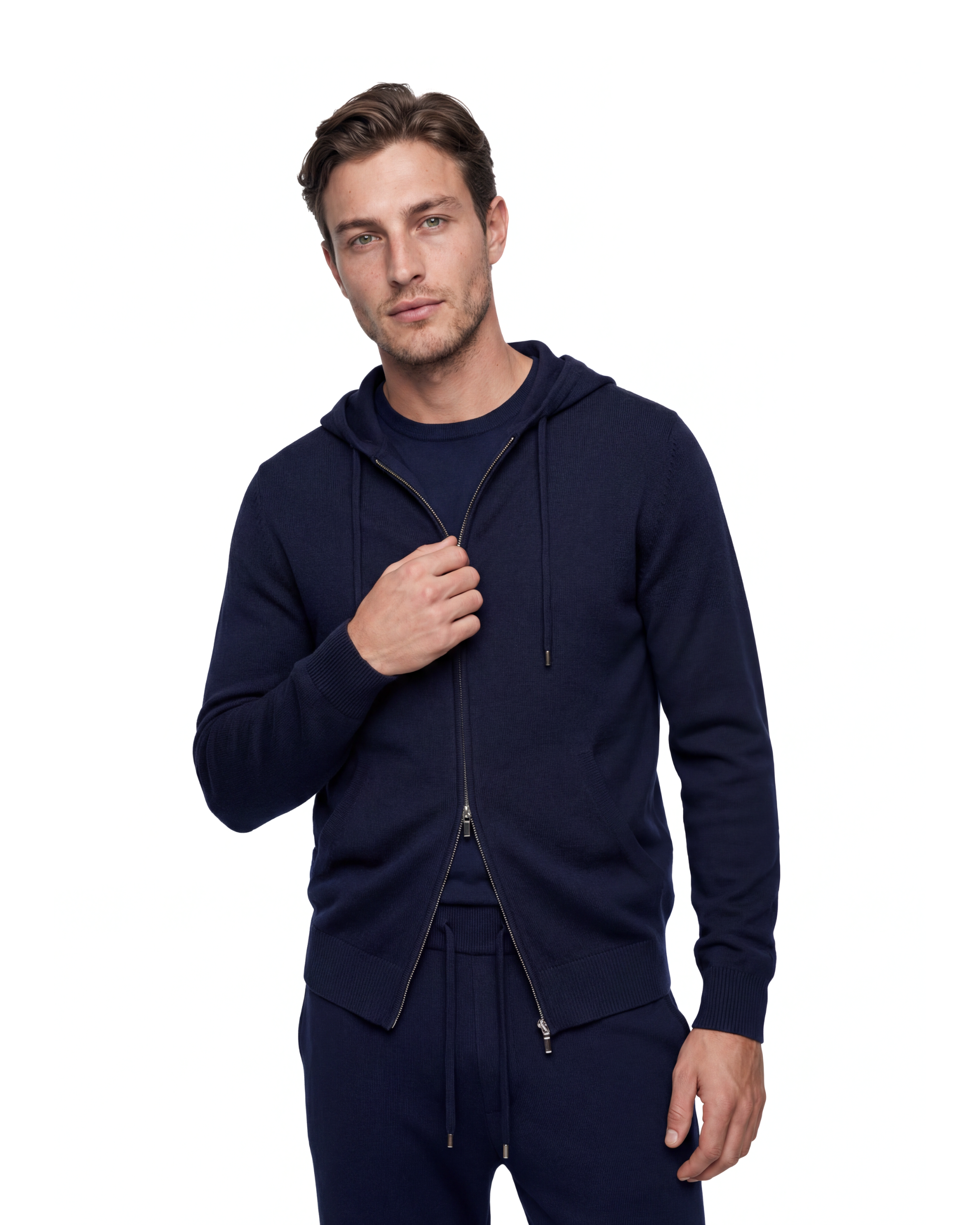 FELPA CON CAPPUCCIO  BLU