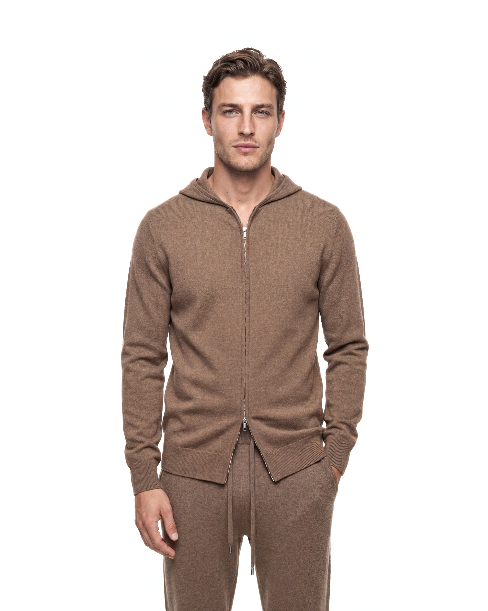 FELPA CON CAPPUCCIO TAUPE