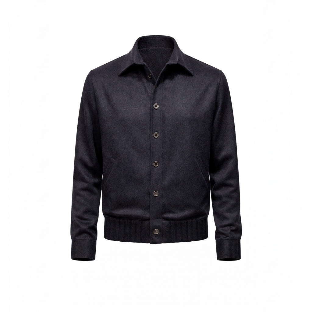 BLUE CASHMERE BOMBER JACKET