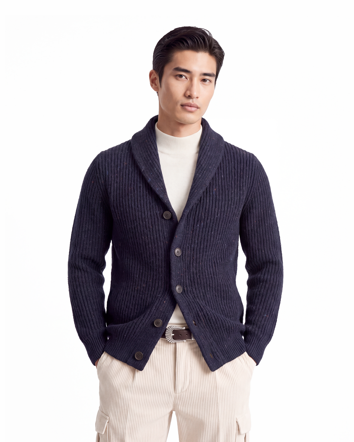 CARDIGAN IN LANA E CASHMERE (NAVY)