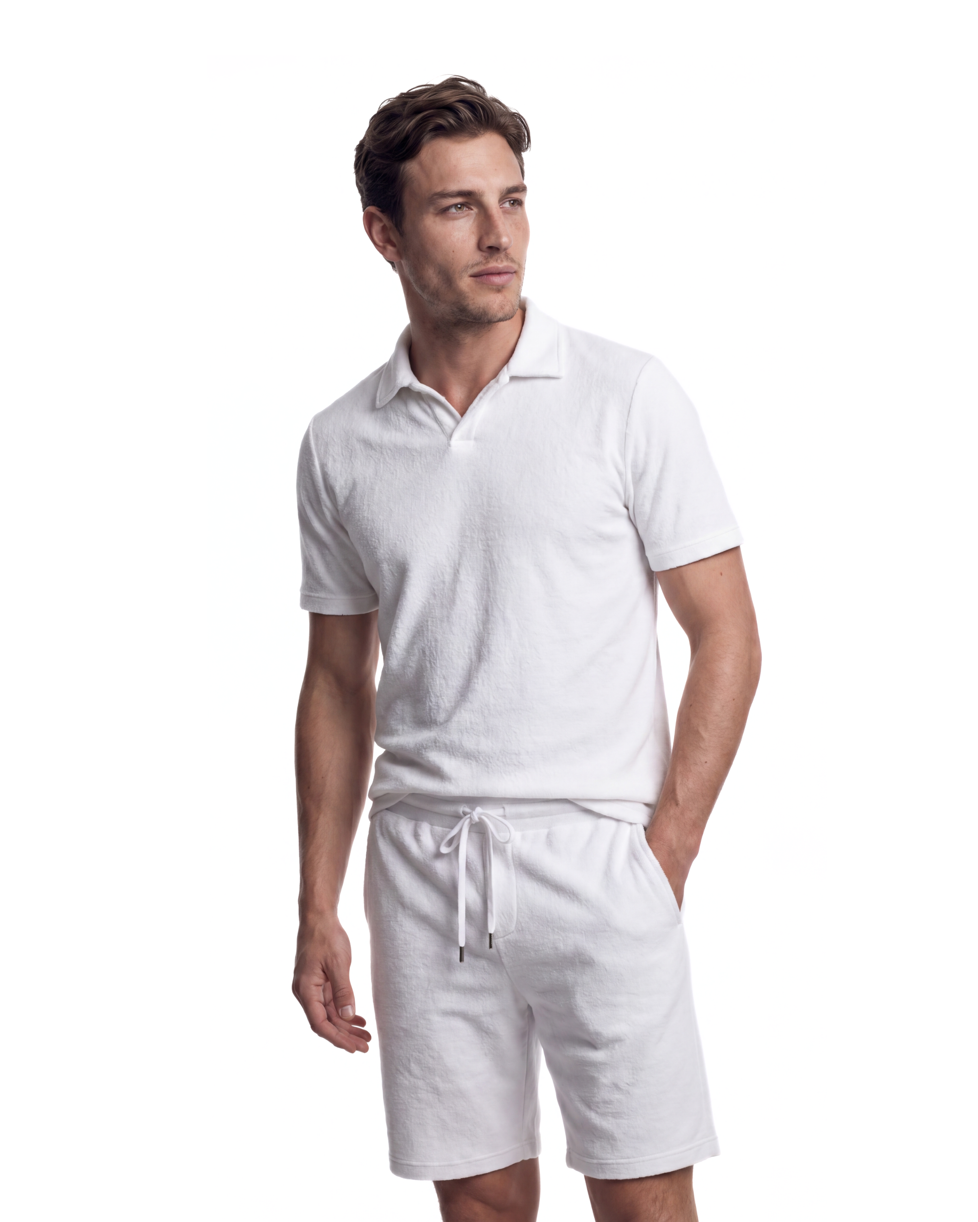 POLO A MANICHE CORTE SPUGNA BIANCO