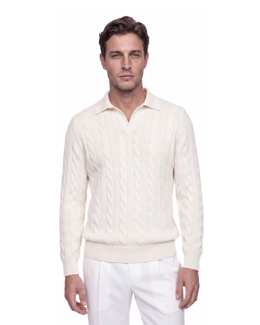 POLO CREMA A MAGLIA RETICOLATA