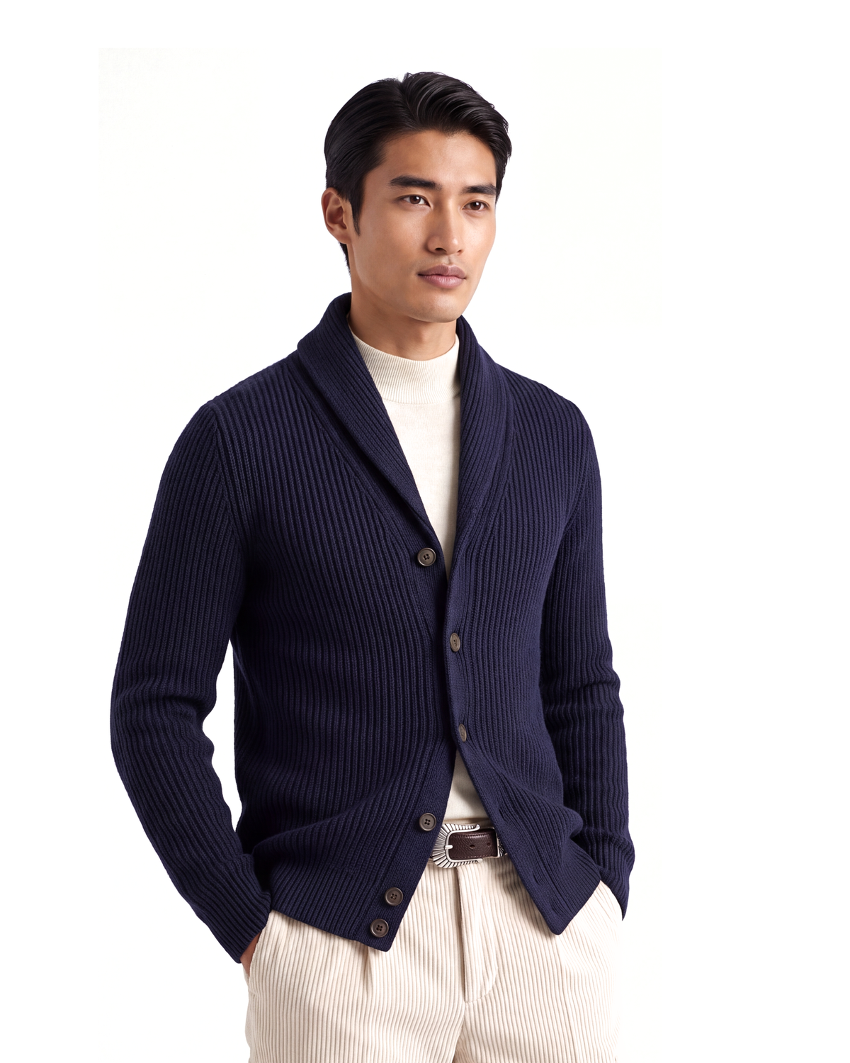 WOOL AND CASHMERE CARDIGAN (Navy)