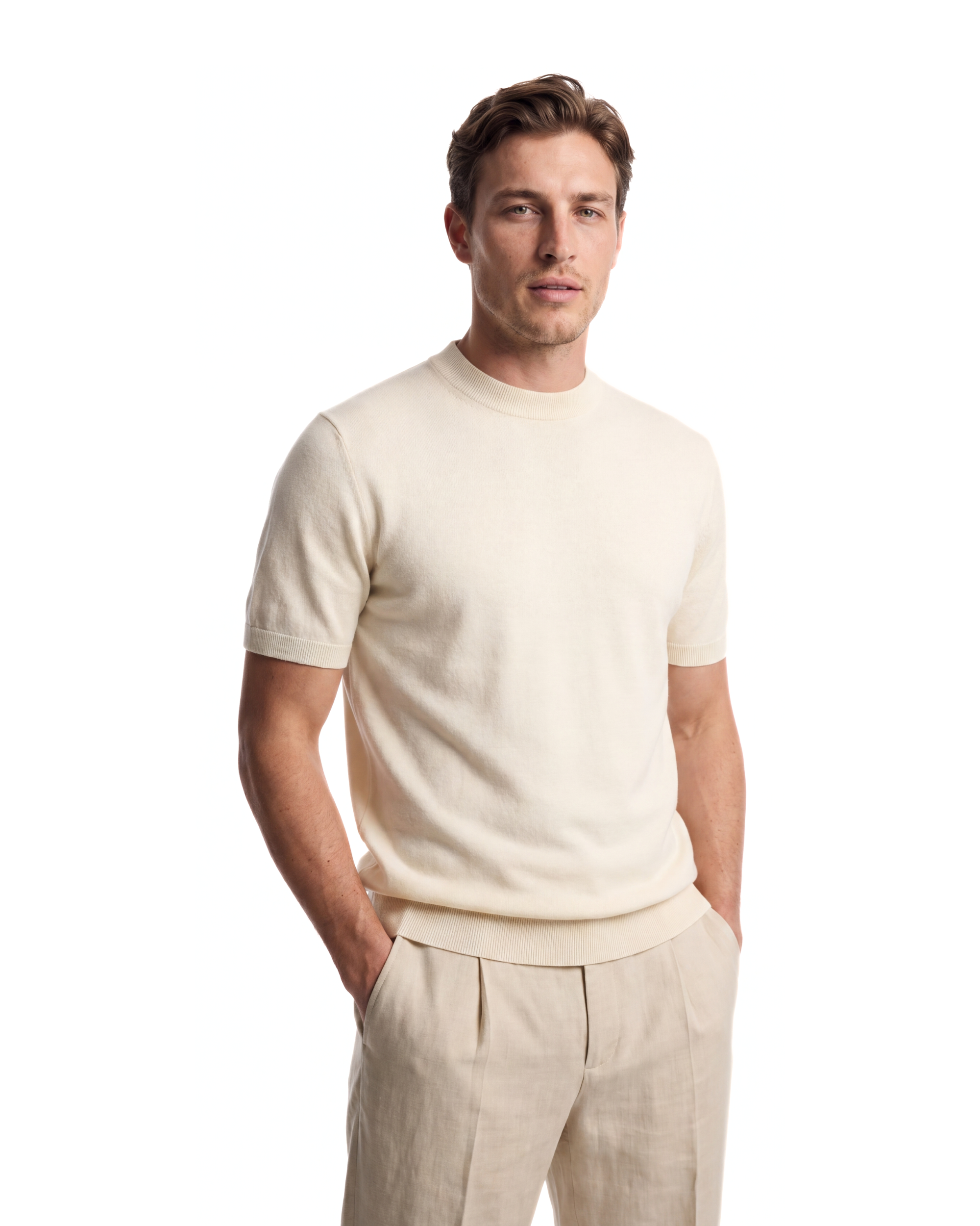 T-SHIRT IN MAGLIA PANNA