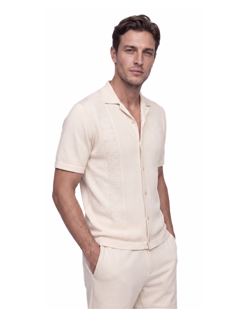 CAMICIA RICAMATA A MANICA CORTA