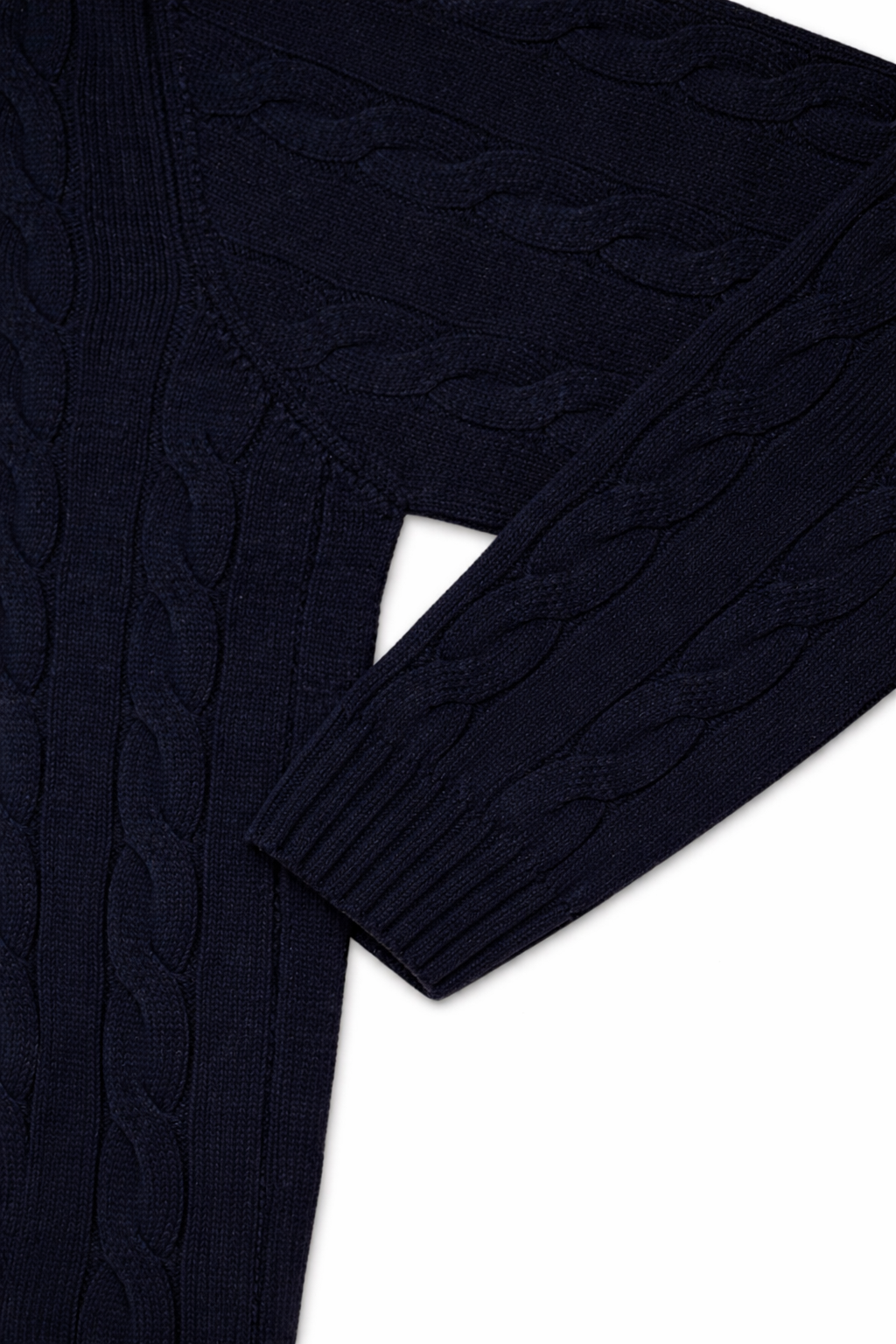 BLUE CABLE KNIT TURTLENECK