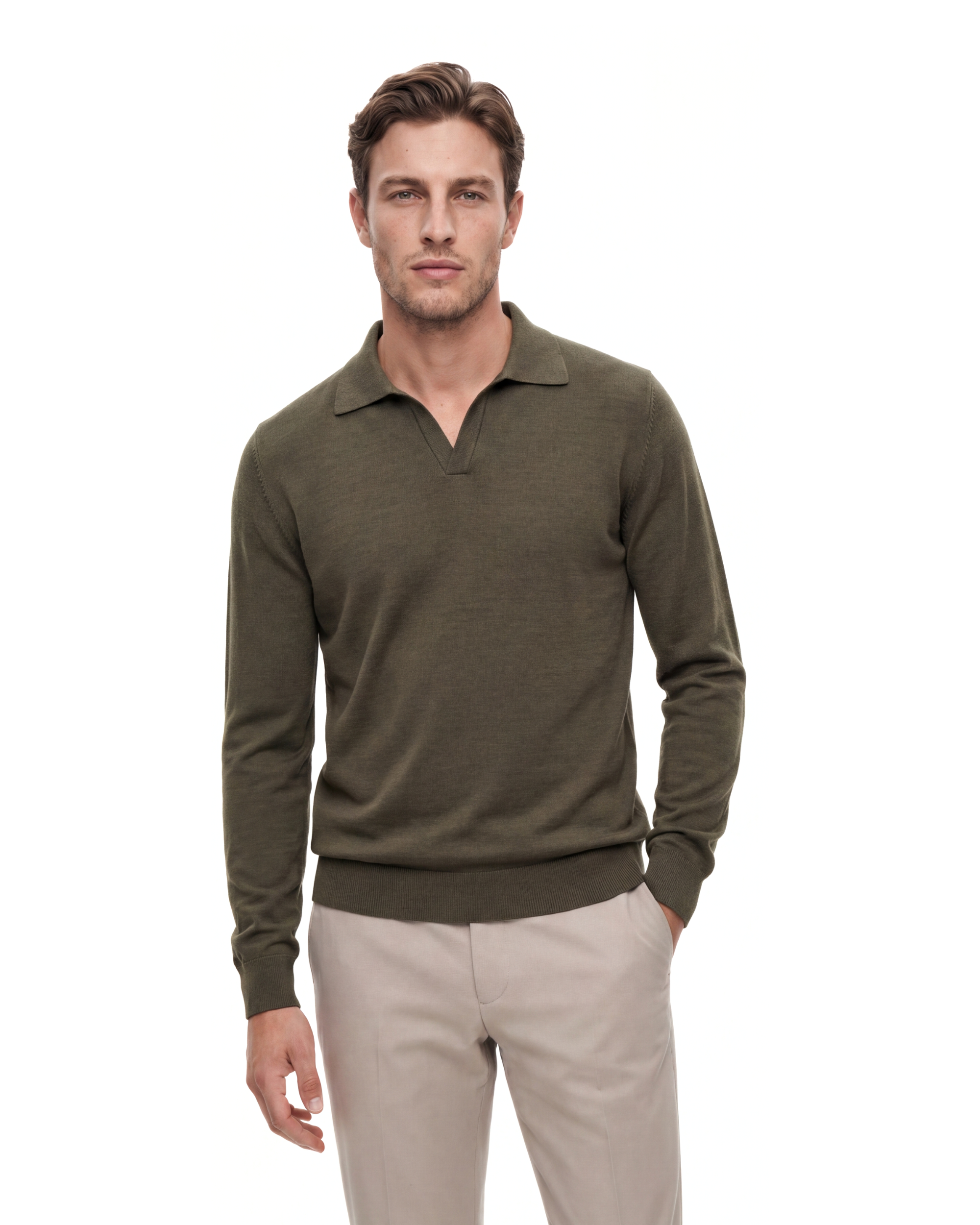 POLO VERDE SENZA BOTTONI