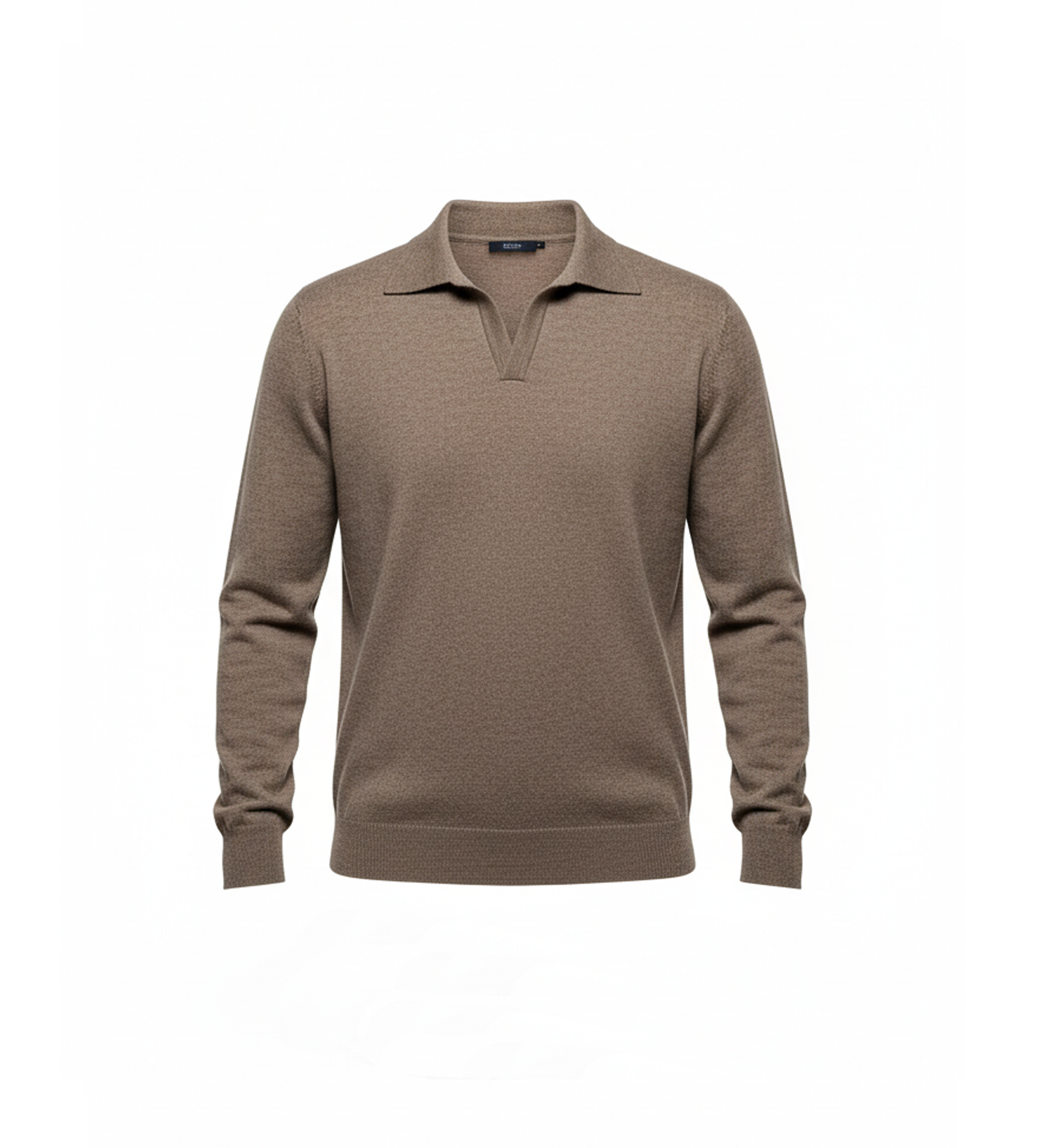 POLO DE MANGA LARGA CON CUELLO SIN BOTONES TAUPE