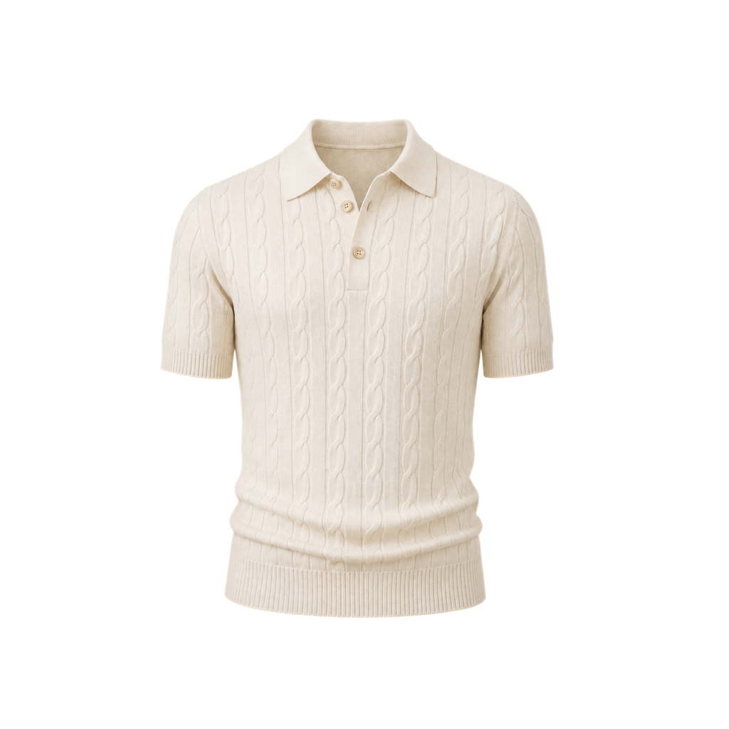 POLO MANICHE CORTE A TRECCE PANNA